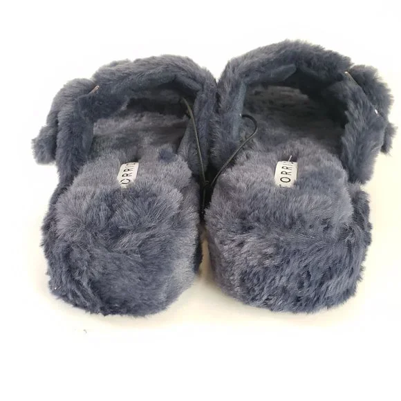 Torrid Slip On Fuzzy Slippers Double Band Faux Fur House Shoes Size 8 - Picture 5 of 13